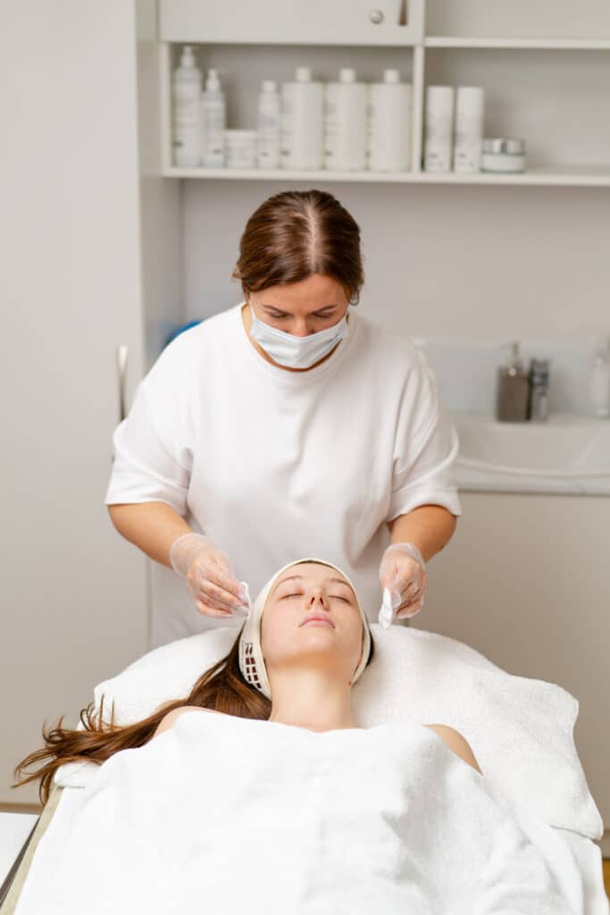 Young woman receives a cosmetic procedure at a medspa near me
